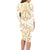 White and Gold Polynesia Family Matching Long Sleeve Bodycon Dress and Hawaiian Shirt Plumeria Tattoo With Polynesian Pattern