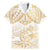 White and Gold Polynesia Family Matching Mermaid Dress and Hawaiian Shirt Plumeria Tattoo With Polynesian Pattern