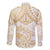 White and Gold Polynesia Family Matching Mermaid Dress and Hawaiian Shirt Plumeria Tattoo With Polynesian Pattern