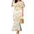 White and Gold Polynesia Family Matching Mermaid Dress and Hawaiian Shirt Plumeria Tattoo With Polynesian Pattern