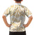 White and Gold Polynesia Family Matching Off The Shoulder Long Sleeve Dress and Hawaiian Shirt Plumeria Tattoo With Polynesian Pattern