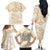 White and Gold Polynesia Family Matching Off The Shoulder Long Sleeve Dress and Hawaiian Shirt Plumeria Tattoo With Polynesian Pattern