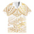 White and Gold Polynesia Family Matching Off The Shoulder Long Sleeve Dress and Hawaiian Shirt Plumeria Tattoo With Polynesian Pattern