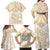 White and Gold Polynesia Family Matching Off Shoulder Maxi Dress and Hawaiian Shirt Plumeria Tattoo With Polynesian Pattern