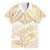 White and Gold Polynesia Family Matching Off Shoulder Maxi Dress and Hawaiian Shirt Plumeria Tattoo With Polynesian Pattern