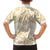 White and Gold Polynesia Family Matching Short Sleeve Bodycon Dress and Hawaiian Shirt Plumeria Tattoo With Polynesian Pattern