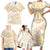 White and Gold Polynesia Family Matching Short Sleeve Bodycon Dress and Hawaiian Shirt Plumeria Tattoo With Polynesian Pattern