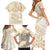 White and Gold Polynesia Family Matching Short Sleeve Bodycon Dress and Hawaiian Shirt Plumeria Tattoo With Polynesian Pattern