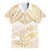 White and Gold Polynesia Family Matching Short Sleeve Bodycon Dress and Hawaiian Shirt Plumeria Tattoo With Polynesian Pattern