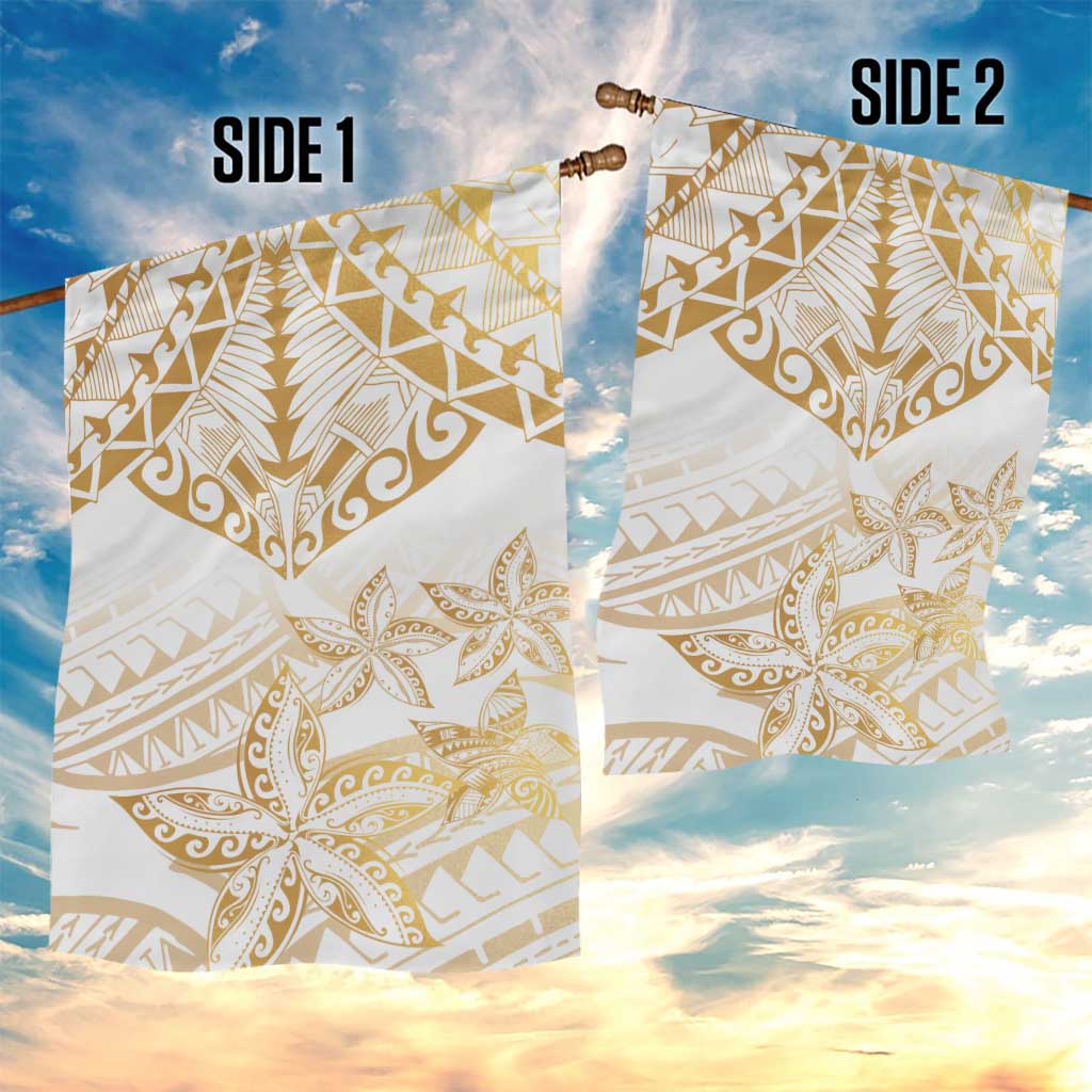 White and Gold Polynesia Garden Flag Plumeria Tattoo With Polynesian Pattern LT14 - Polynesian Pride