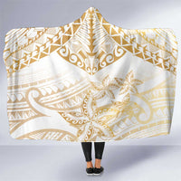 White and Gold Polynesia Hooded Blanket Plumeria Tattoo With Polynesian Pattern LT14 One Size White - Polynesian Pride