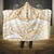 White and Gold Polynesia Hooded Blanket Plumeria Tattoo With Polynesian Pattern