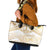 White and Gold Polynesia Leather Tote Bag Plumeria Tattoo With Polynesian Pattern