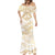 White and Gold Polynesia Mermaid Dress Plumeria Tattoo With Polynesian Pattern