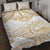 White and Gold Polynesia Quilt Bed Set Plumeria Tattoo With Polynesian Pattern