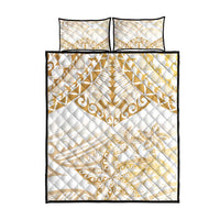 White and Gold Polynesia Quilt Bed Set Plumeria Tattoo With Polynesian Pattern LT14 - Polynesian Pride