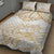 White and Gold Polynesia Quilt Bed Set Plumeria Tattoo With Polynesian Pattern