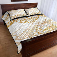 White and Gold Polynesia Quilt Bed Set Plumeria Tattoo With Polynesian Pattern LT14 - Polynesian Pride