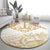 White and Gold Polynesia Round Carpet Plumeria Tattoo With Polynesian Pattern