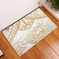 White and Gold Polynesia Rubber Doormat Plumeria Tattoo With Polynesian Pattern LT14 - Polynesian Pride