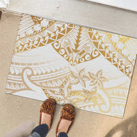 White and Gold Polynesia Rubber Doormat Plumeria Tattoo With Polynesian Pattern LT14 - Polynesian Pride