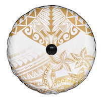 White and Gold Polynesia Spare Tire Cover Plumeria Tattoo With Polynesian Pattern LT14 - Polynesian Pride