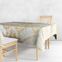 White and Gold Polynesia Tablecloth Plumeria Tattoo With Polynesian Pattern LT14 - Polynesian Pride