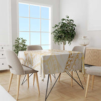 White and Gold Polynesia Tablecloth Plumeria Tattoo With Polynesian Pattern LT14 - Polynesian Pride