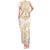 White and Gold Polynesia Tank Maxi Dress Plumeria Tattoo With Polynesian Pattern