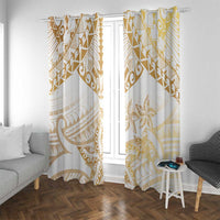 White and Gold Polynesia Window Curtain Plumeria Tattoo With Polynesian Pattern LT14 With Grommets White - Polynesian Pride