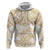 White and Gold Polynesia Zip Hoodie Plumeria Tattoo With Polynesian Pattern