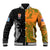 Custom Fiji And Australia Rugby Baseball Jacket Fijian Tapa Pattern With Aussie Aboriginal Art