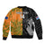 Custom Fiji And Australia Rugby Bomber Jacket Fijian Tapa Pattern With Aussie Aboriginal Art