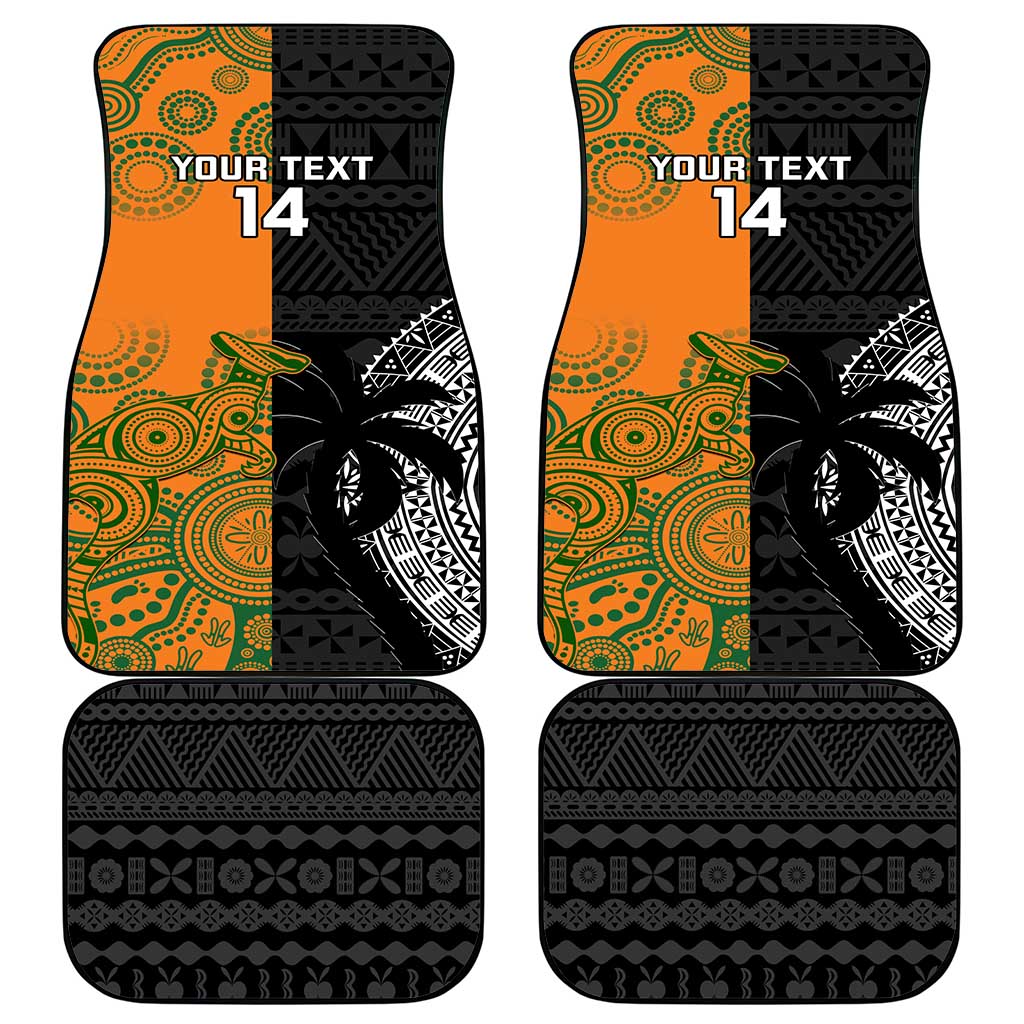 Custom Fiji And Australia Rugby Car Mats Fijian Tapa Pattern With Aussie Aboriginal Art