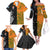 Custom Fiji And Australia Rugby Family Matching Off The Shoulder Long Sleeve Dress and Hawaiian Shirt Fijian Tapa Pattern With Aussie Aboriginal Art