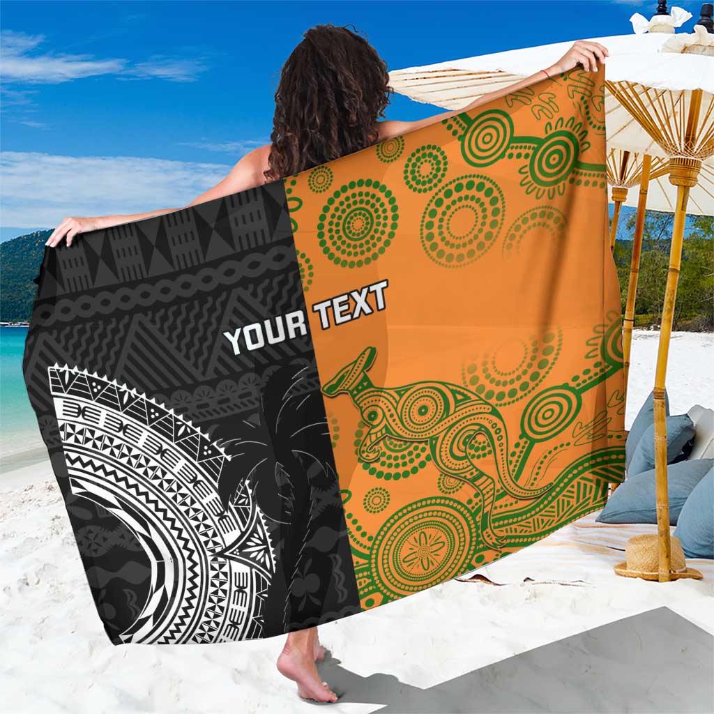 Custom Fiji And Australia Rugby Sarong Fijian Tapa Pattern With Aussie Aboriginal Art