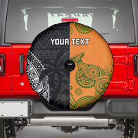 Custom Fiji And Australia Rugby Spare Tire Cover Fijian Tapa Pattern With Aussie Aboriginal Art