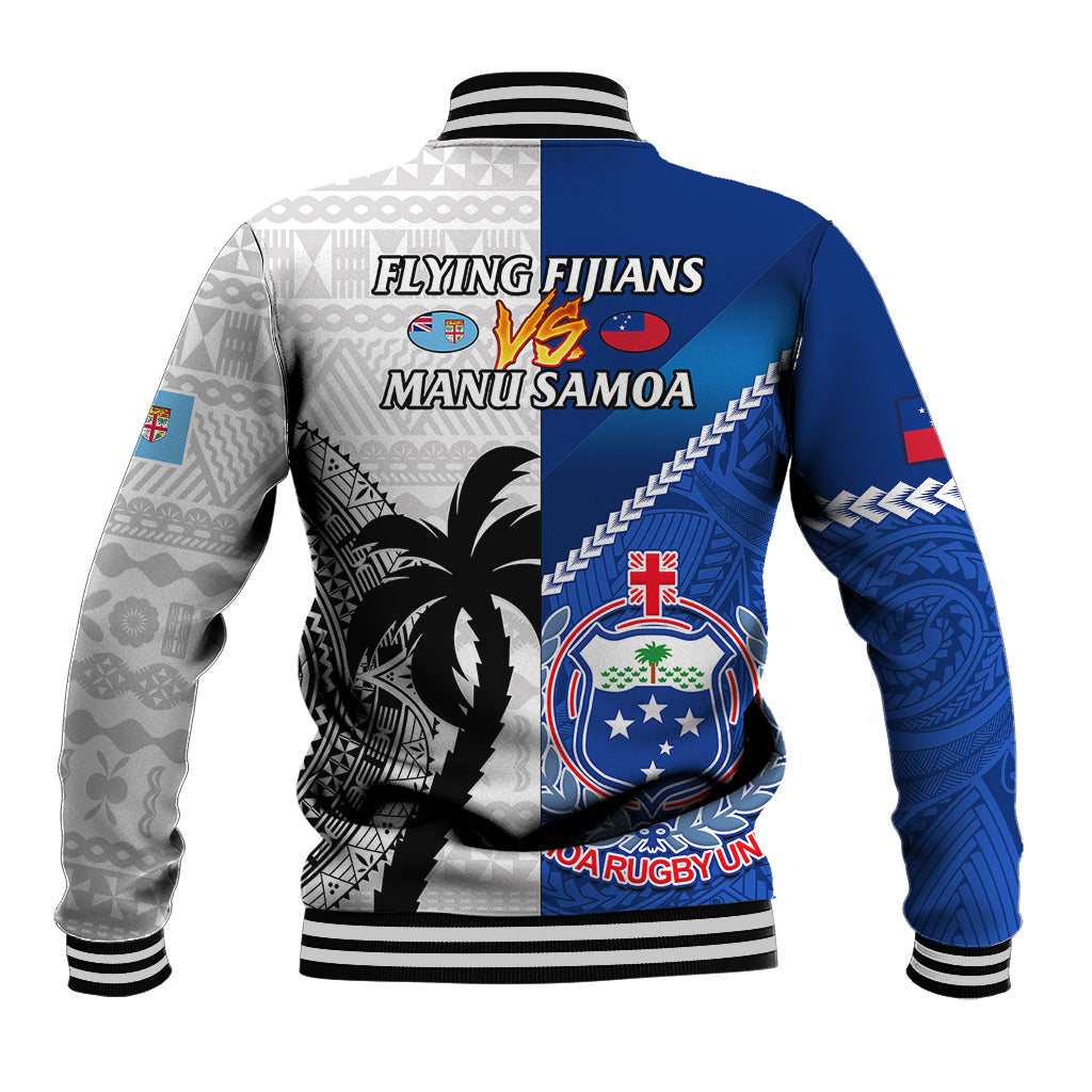 Fiji And Samoa Rugby Baseball Jacket 2023 World Cup Samoan Mix Tapa Pattern LT14 - Polynesian Pride