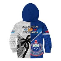 Fiji And Samoa Rugby Kid Hoodie 2023 World Cup Samoan Mix Tapa Pattern LT14 - Polynesian Pride