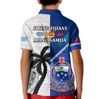 Fiji And Samoa Rugby Kid Polo Shirt 2023 World Cup Samoan Mix Tapa Pattern LT14 - Polynesian Pride