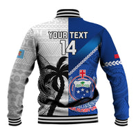 Custom Fiji And Samoa Rugby Baseball Jacket 2023 World Cup Samoan Mix Tapa Pattern LT14 - Polynesian Pride