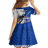 Custom Fiji And Samoa Rugby Kid Short Sleeve Dress 2023 World Cup Samoan Mix Tapa Pattern LT14 - Polynesian Pride