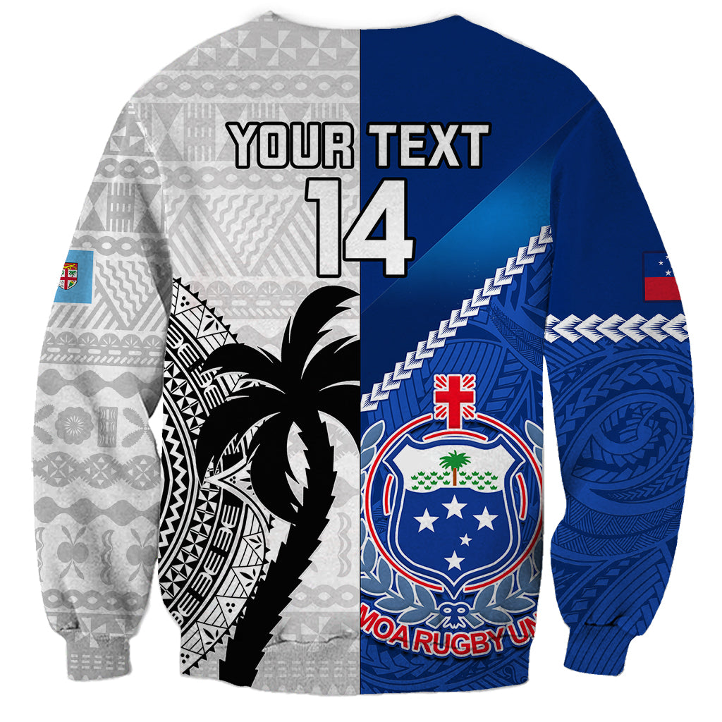 Custom Fiji And Samoa Rugby Sweatshirt 2023 World Cup Samoan Mix Tapa Pattern LT14 - Polynesian Pride