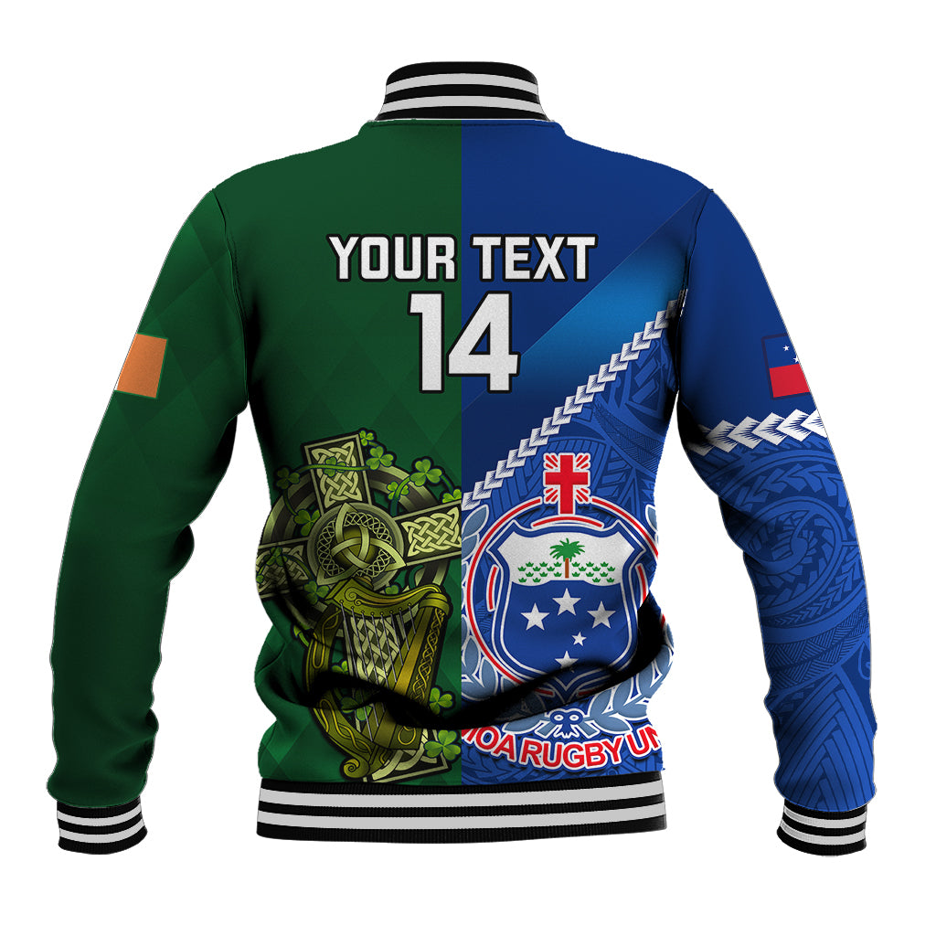Custom Samoa And Ireland Rugby Baseball Jacket 2023 World Cup Manu Samoa With Shamrocks LT14 - Polynesian Pride