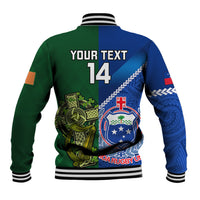 Custom Samoa And Ireland Rugby Baseball Jacket 2023 World Cup Manu Samoa With Shamrocks LT14 - Polynesian Pride