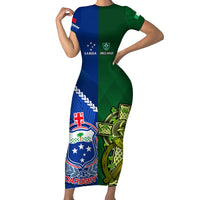 custom-samoa-and-ireland-rugby-family-matching-short-sleeve-bodycon-dress-and-hawaiian-shirt-2023-world-cup-manu-samoa-with-shamrocks