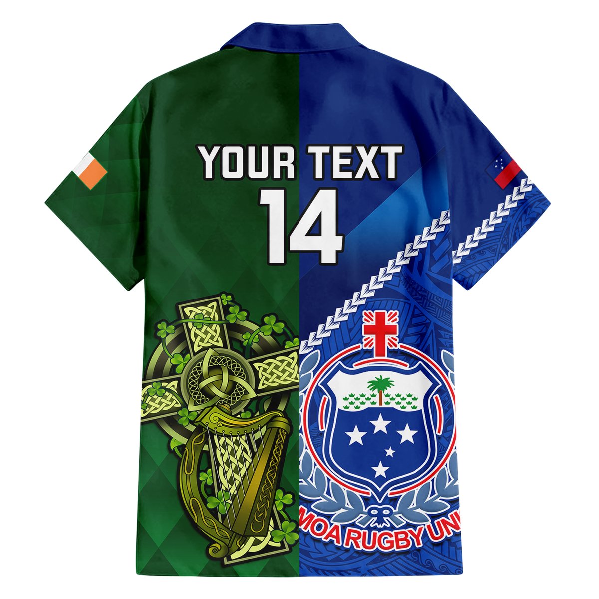 Custom Samoa And Ireland Rugby Hawaiian Shirt 2023 World Cup Manu Samoa With Shamrocks LT14 - Polynesian Pride