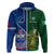 Custom Samoa And Ireland Rugby Hoodie 2023 World Cup Manu Samoa With Shamrocks LT14 Zip Hoodie Blue - Polynesian Pride