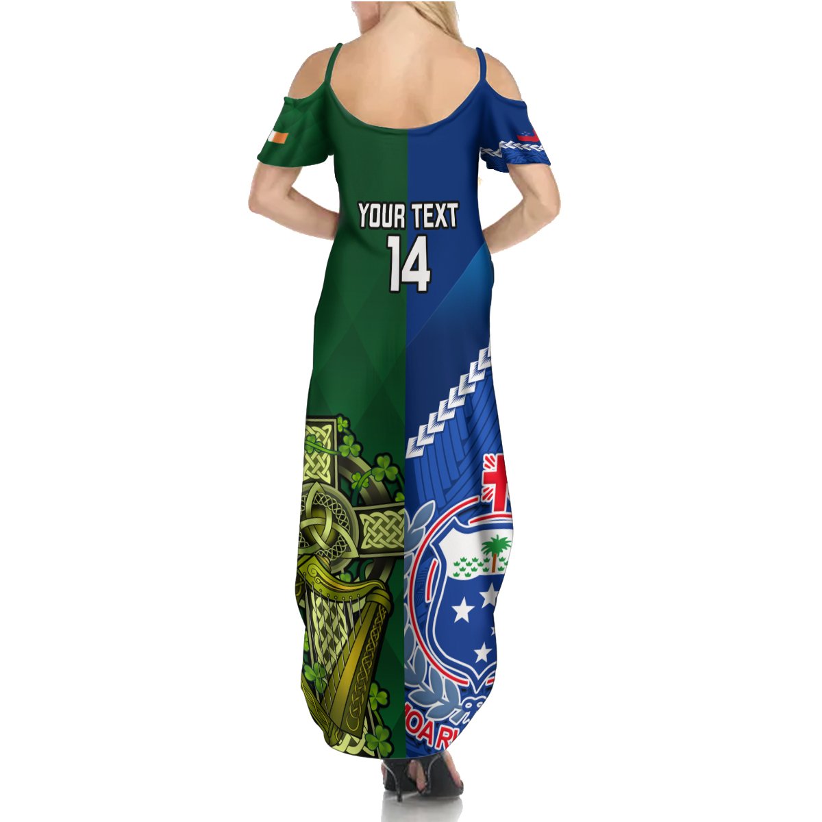 Custom Samoa And Ireland Rugby Summer Maxi Dress 2023 World Cup Manu Samoa With Shamrocks LT14 - Polynesian Pride