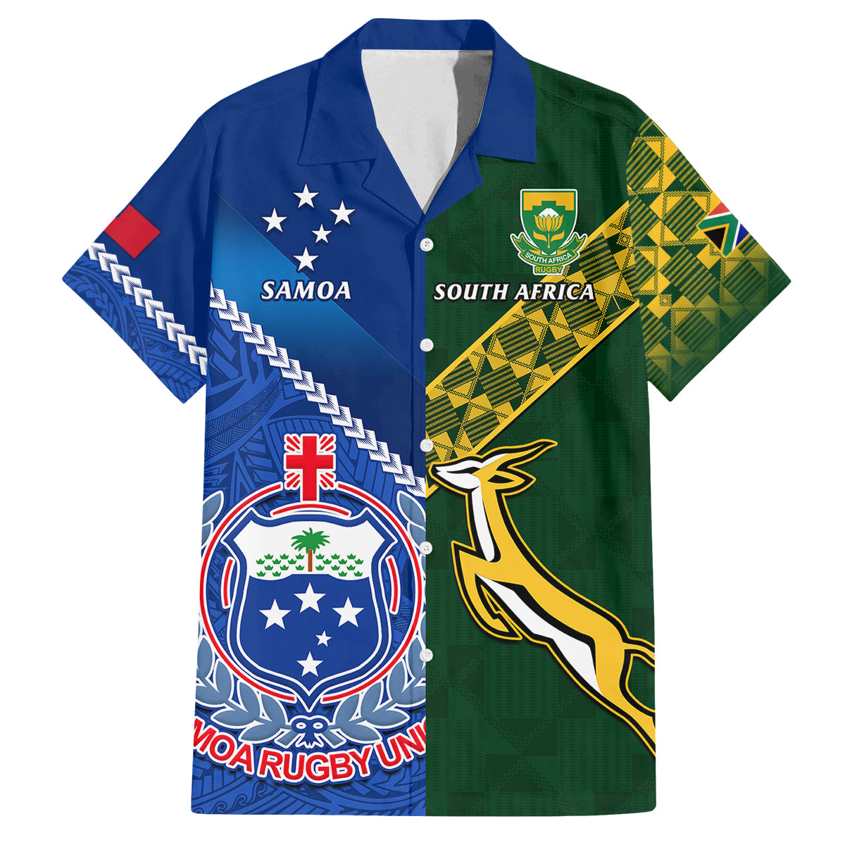 samoa-and-south-africa-rugby-family-matching-long-sleeve-bodycon-dress-and-hawaiian-shirt-2023-world-cup-manu-samoa-with-springboks